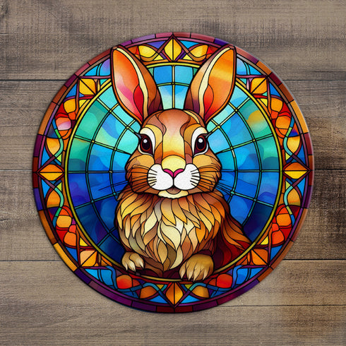 Rabbit Circular Glass Suncatcher Worktop Saver